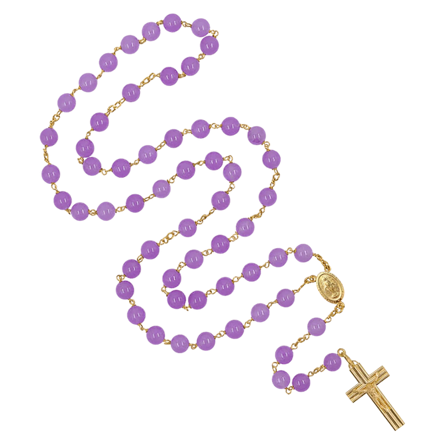 AMETHYST BEADS ROSARY - VERMEIL SILVER