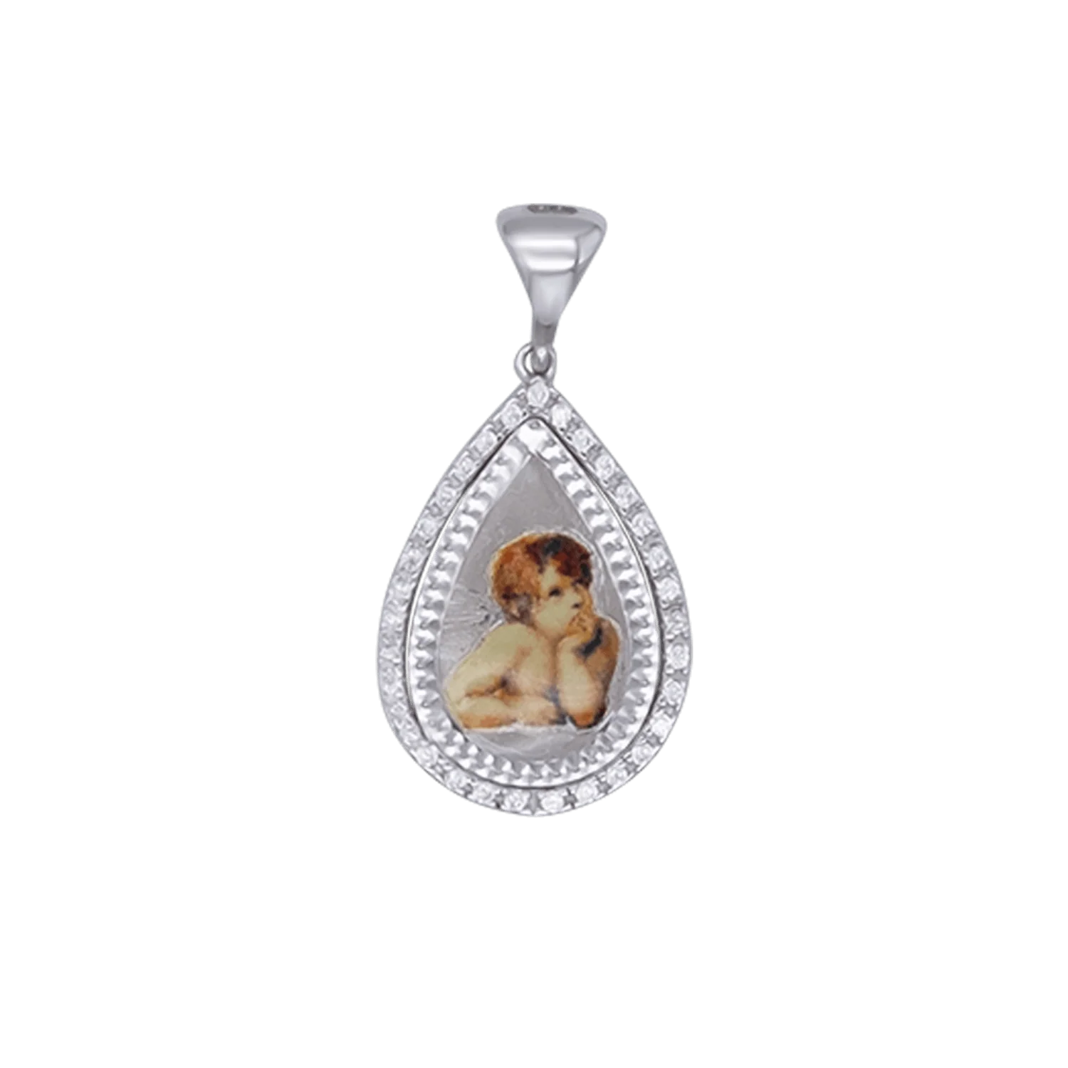 CHERUB ANGEL PENDANT - SILVER AND ZIRCONIA