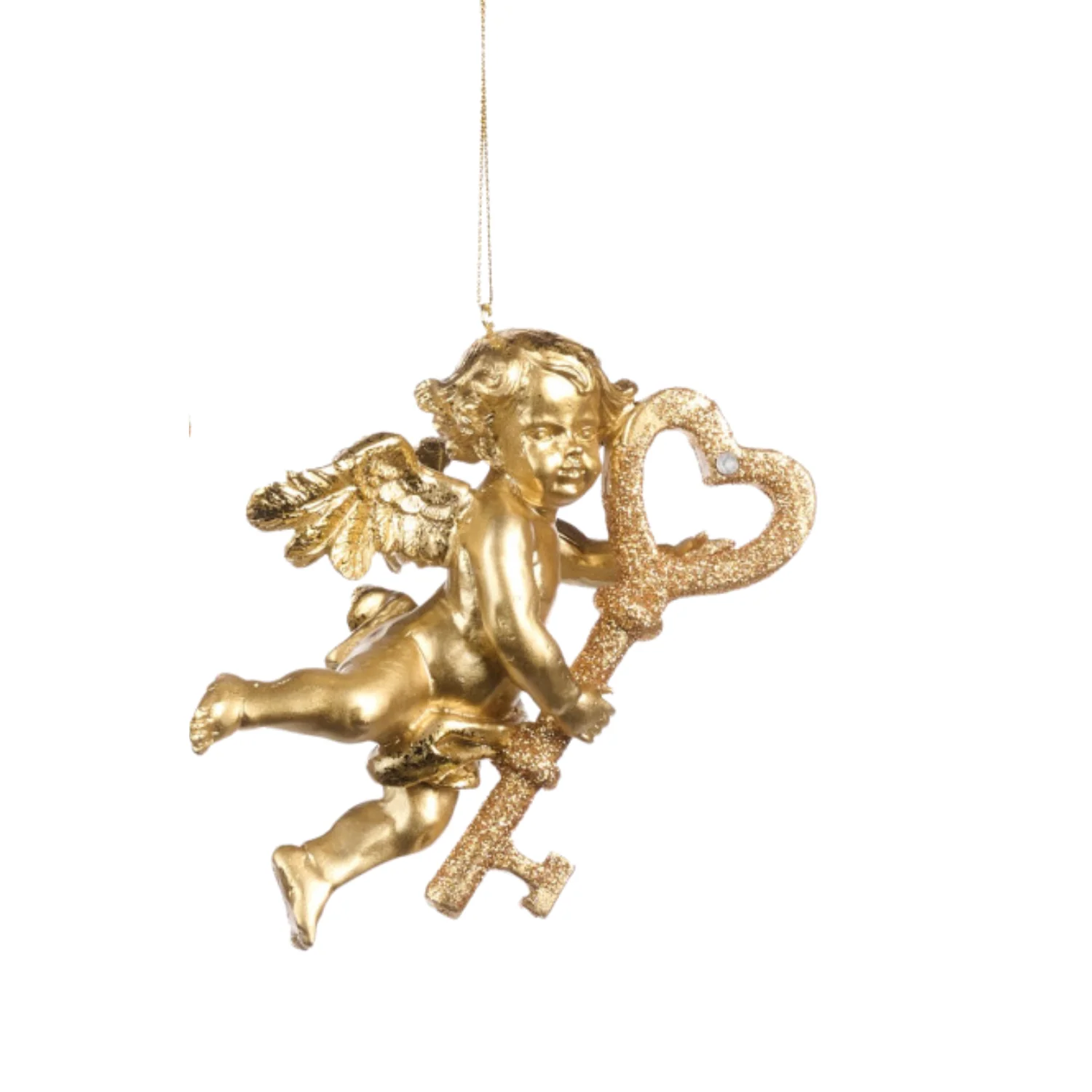 CHERUB ANGEL WITH HEART KEY - CHRISTMAS TREE DECORATION