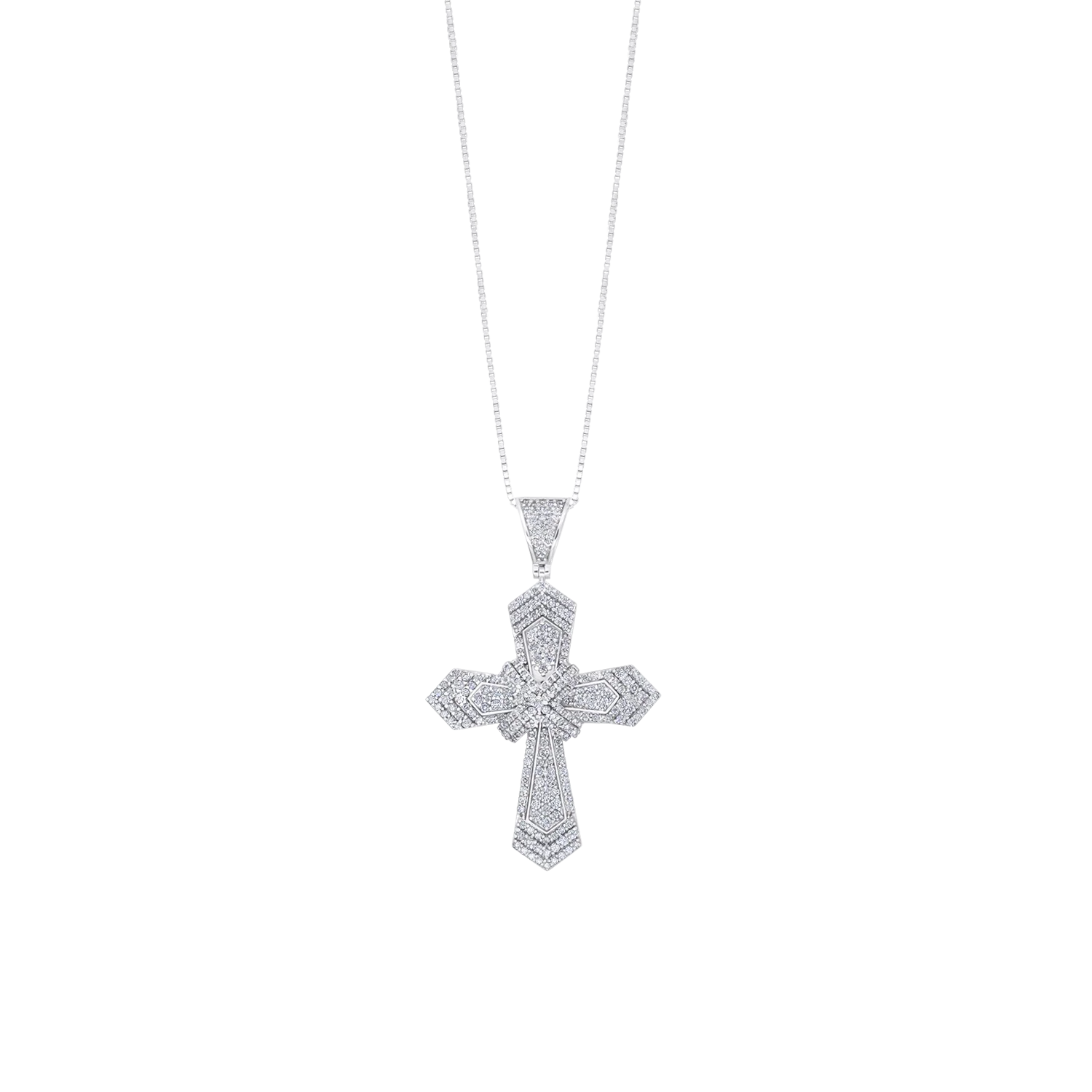 CROSS DIAMOND NECKLACE - WHITE GOLD