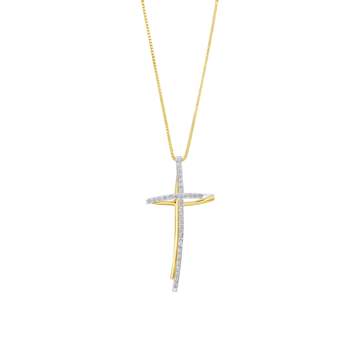 CROSS NECKLACE - DIAMONDS AND GOLD