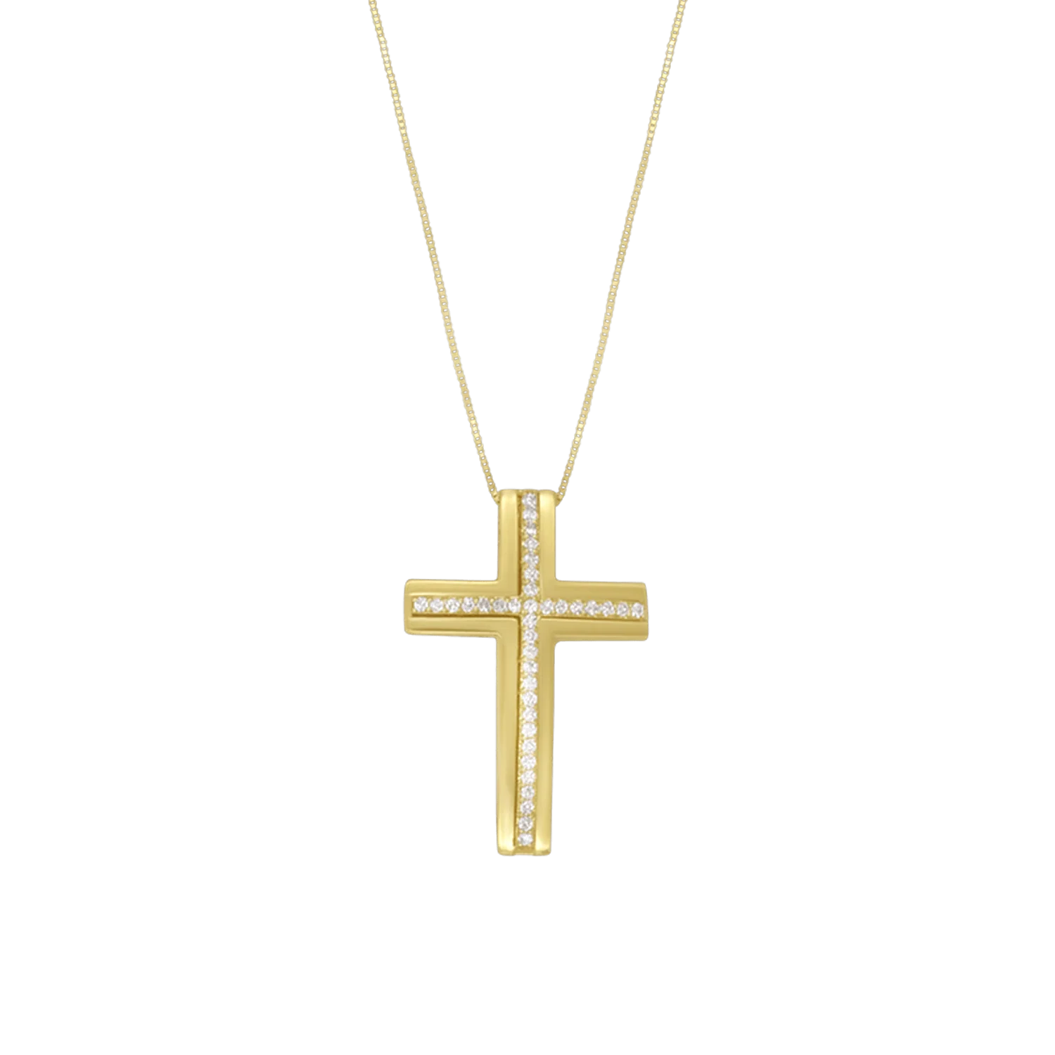 CROSS NECKLACE - ZIRCONIA AND GOLD
