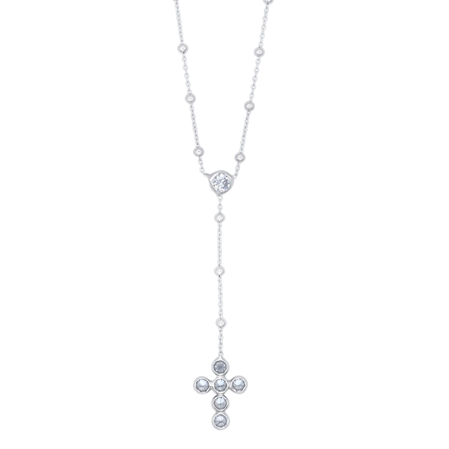 CROSS NECKLACE - ZIRCONIA AND SILVER