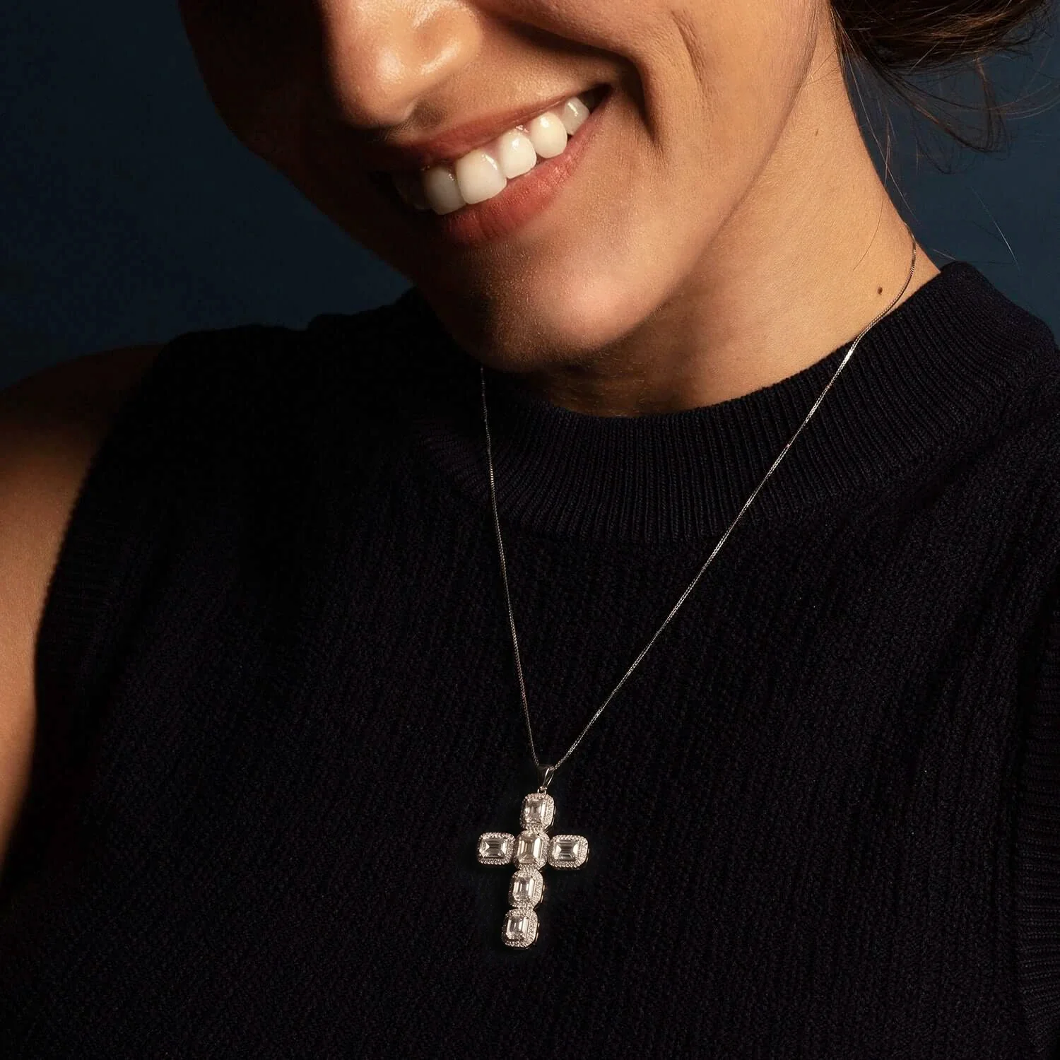 CROSS PENDANT - SILVER AND ZIRCONIA - Image 2