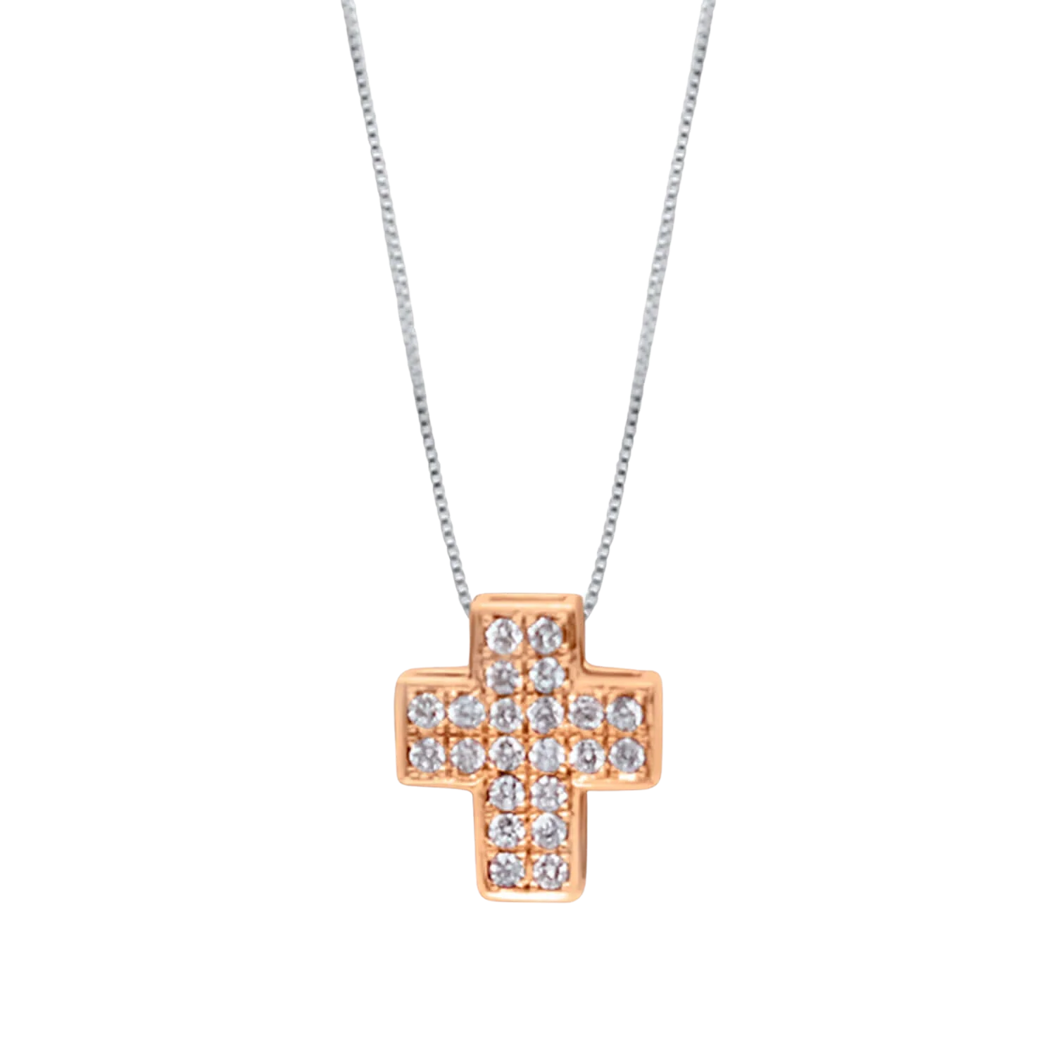 CROSS WITH DIAMOND - NECKLACE - ROSE GOLD
