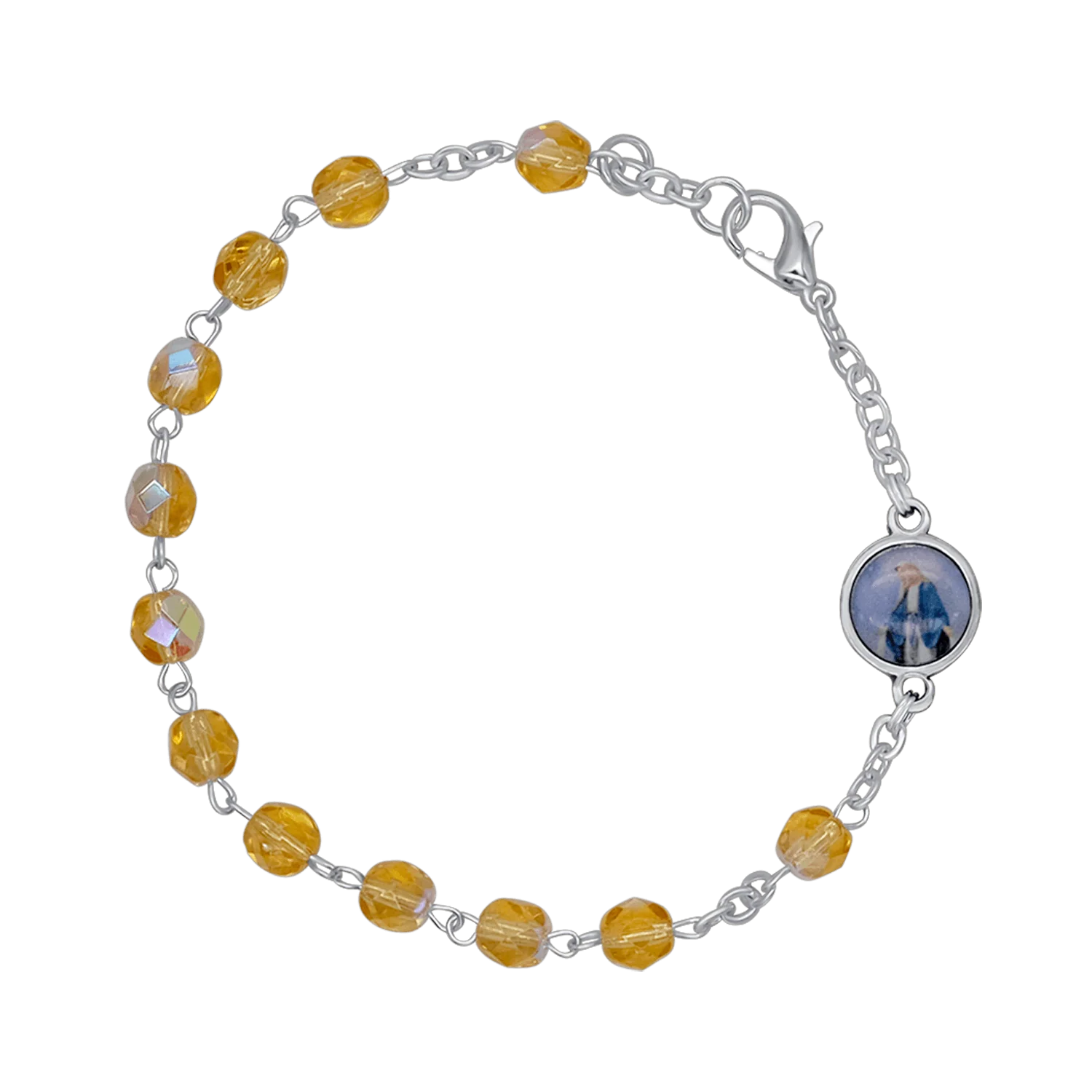CRYSTAL ROSARY BRACELET - METAL