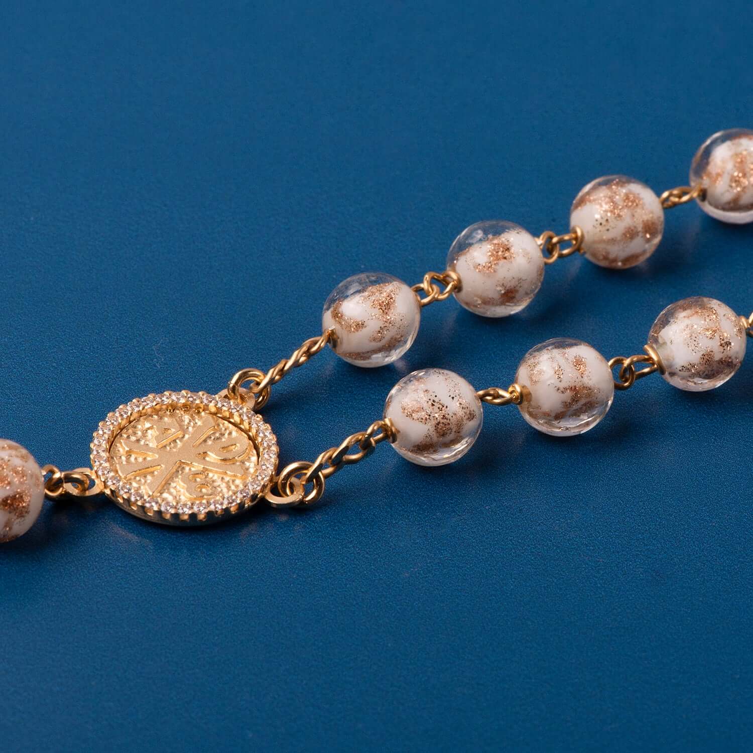 GLASS BEADS ROSARY - VERMEIL SILVER - Image 4