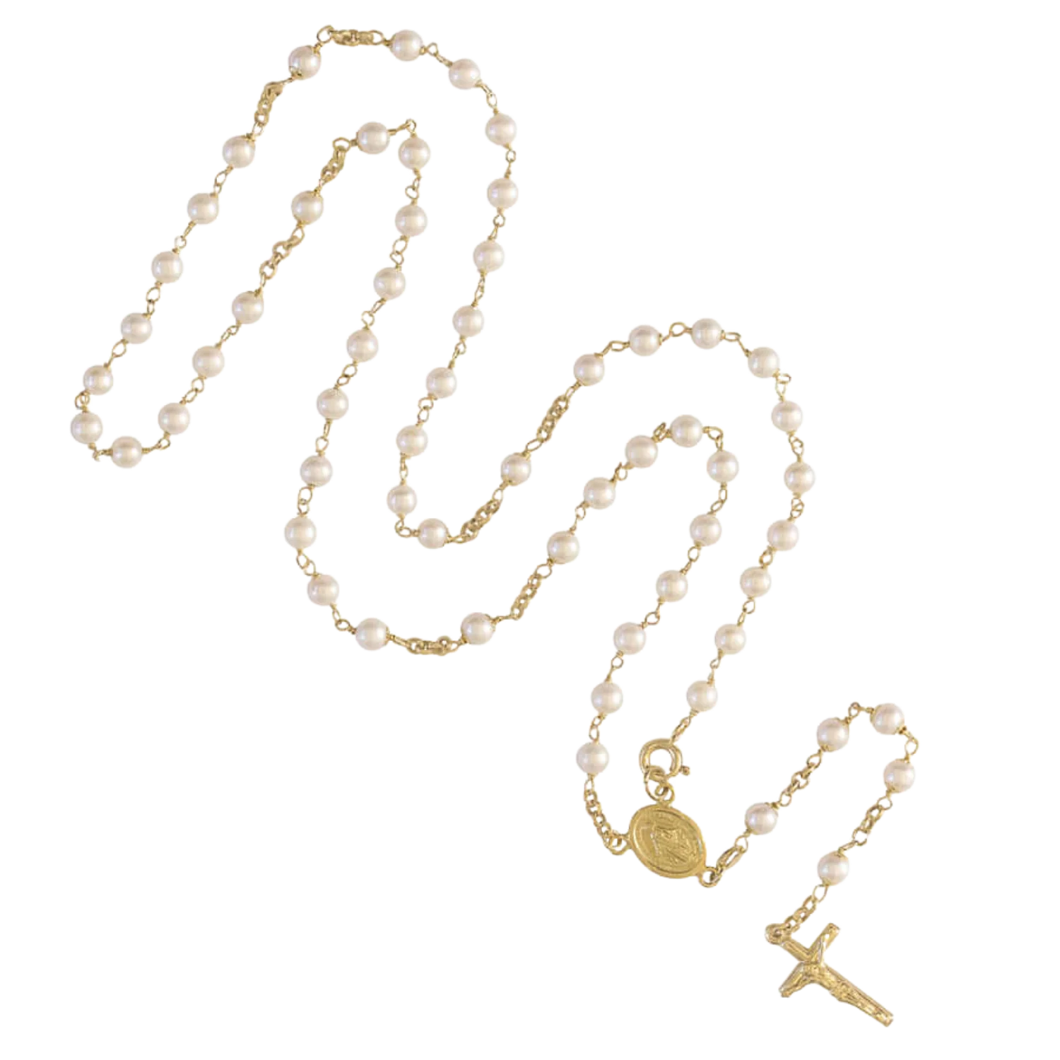 PEARL ROSARY NECKLACE - GOLD