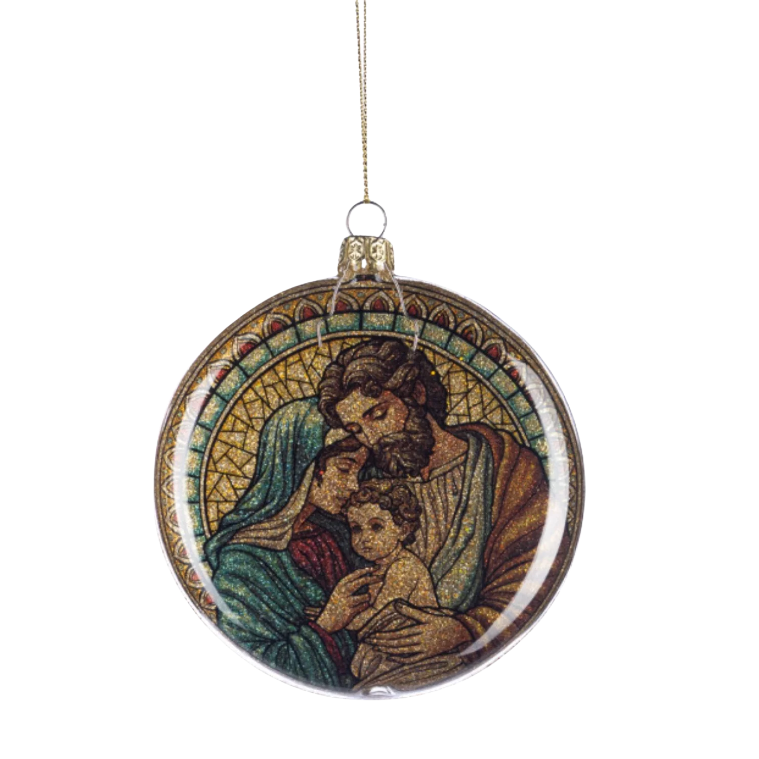 HOLY FAMILY - CHRISTMAS TREE ORNAMENT - GLASS