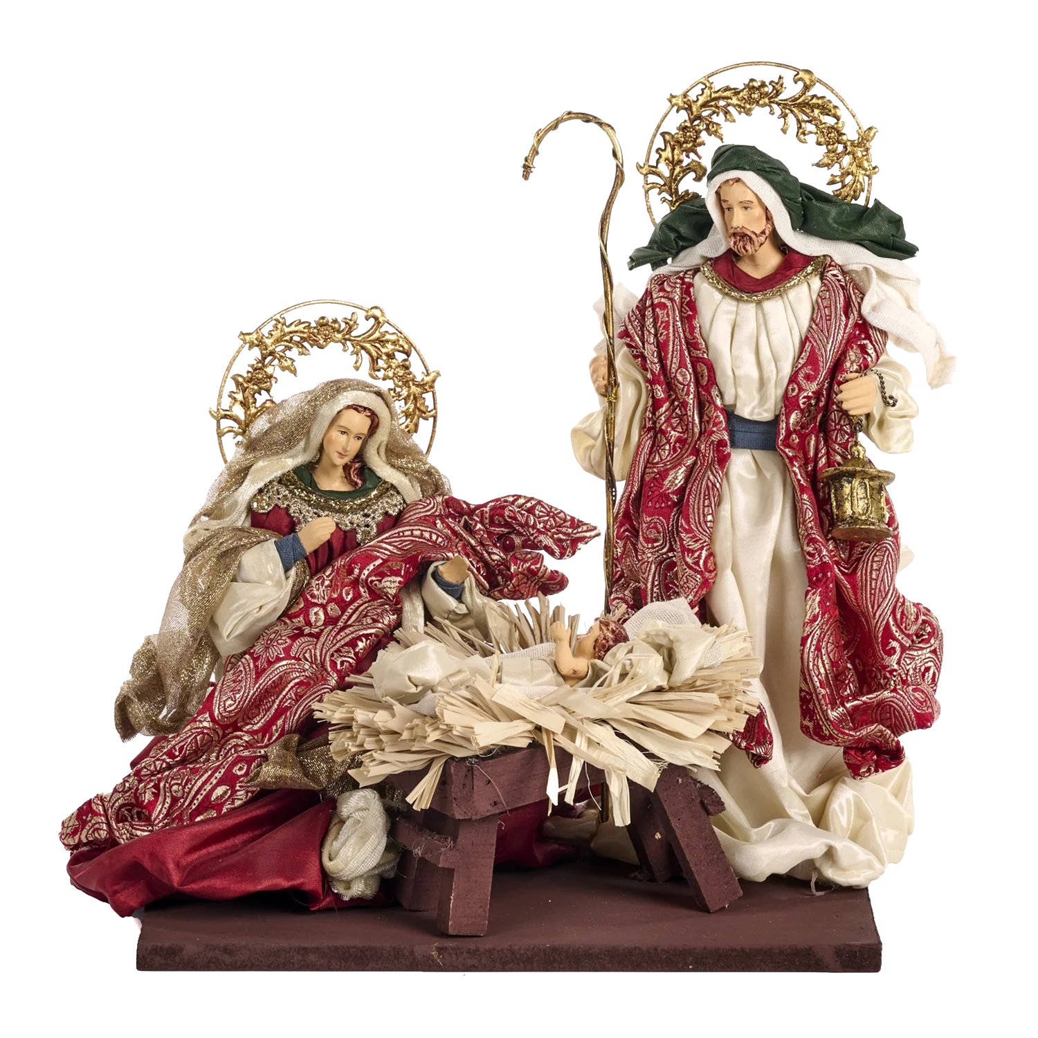 HOLY FAMILY - NATIVITY SET WITH FABRIC CLOTHING