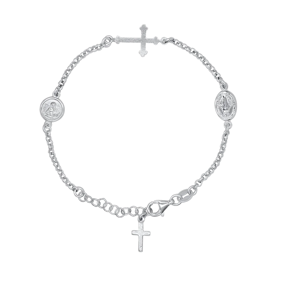 MIRACULOUS MEDAL AND ANGEL - BRACELET - SILVER