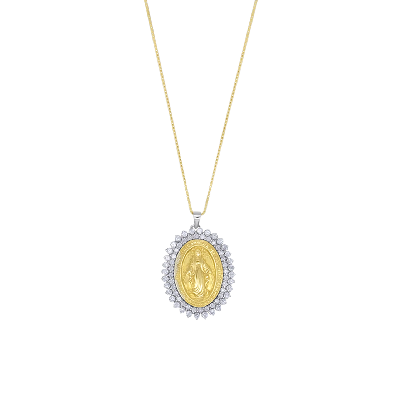 MIRACULOUS MEDAL NECKLACE - GOLD AND DIAMONDS
