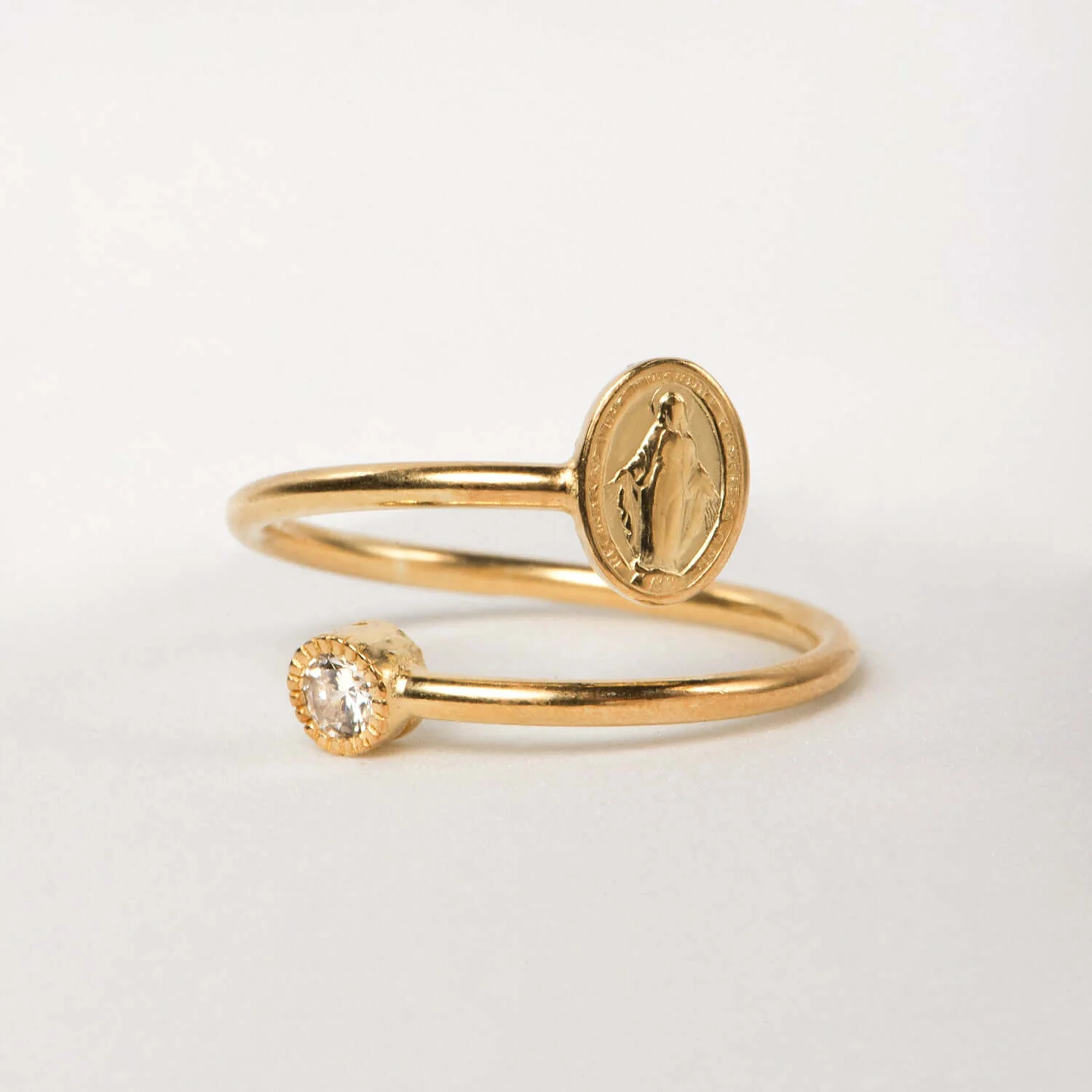 MIRACULOUS MEDAL WITH ZIRCONIA DOT - RING - VERMEIL SILVER - Image 4