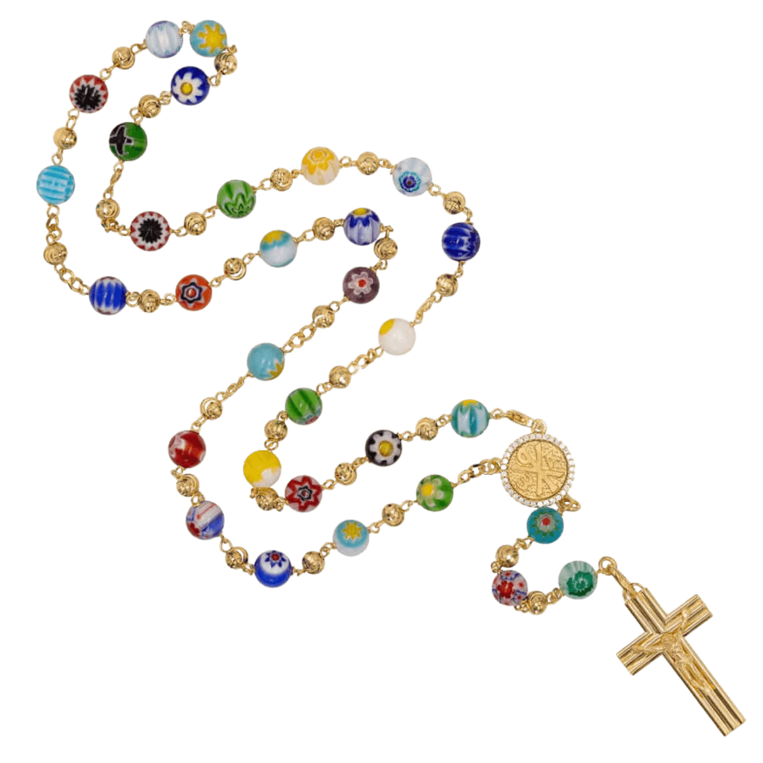 MURRINA GLASS - ROSARY - VERMEIL SILVER