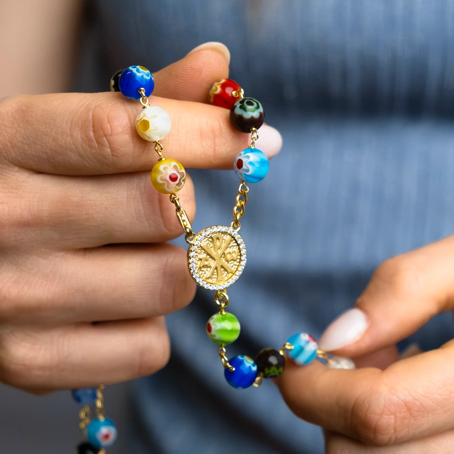 MURRINA GLASS - ROSARY - VERMEIL SILVER - Image 2