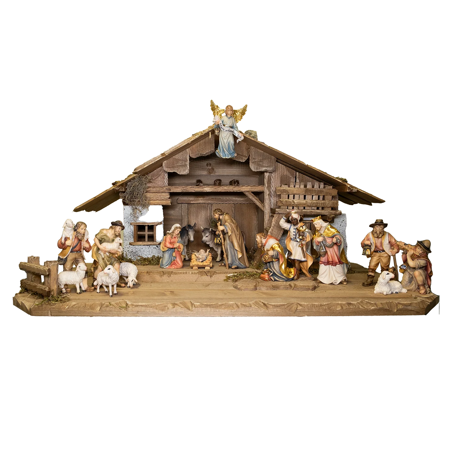 NATIVITY SCENE SET - CARVED WOOD