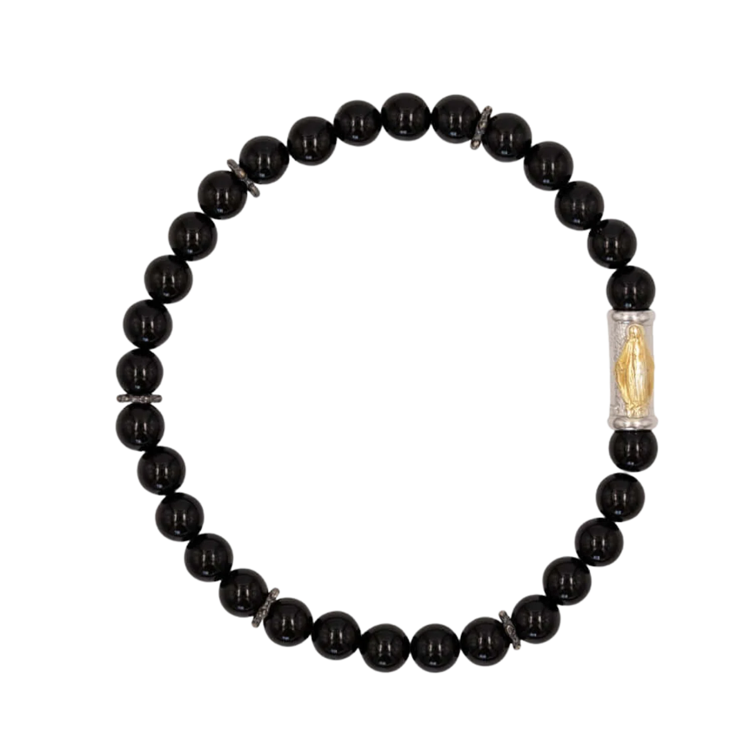 OUR LADY OF GRACE BRACELET - ONYX AND SILVER