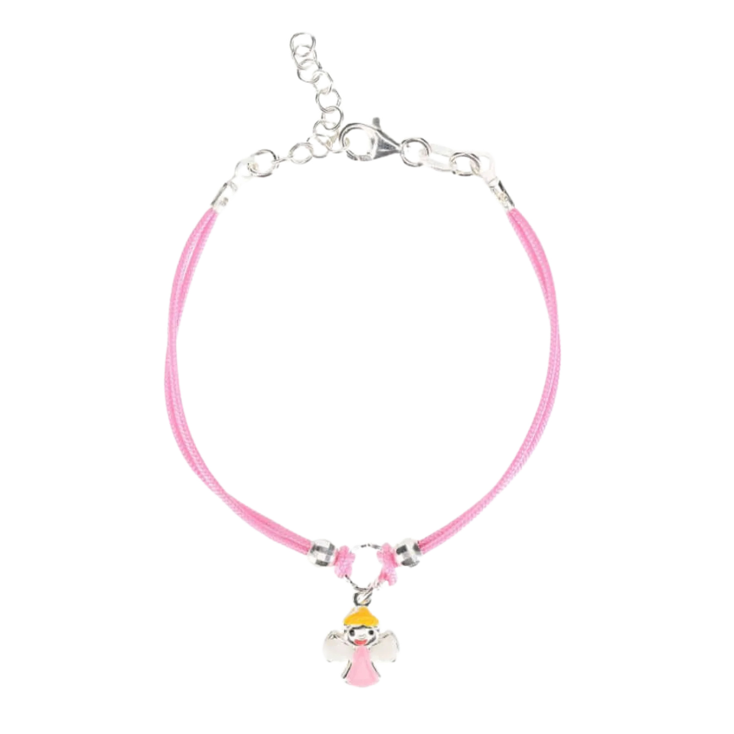 PINK BABY BRACELET - CORD - SILVER