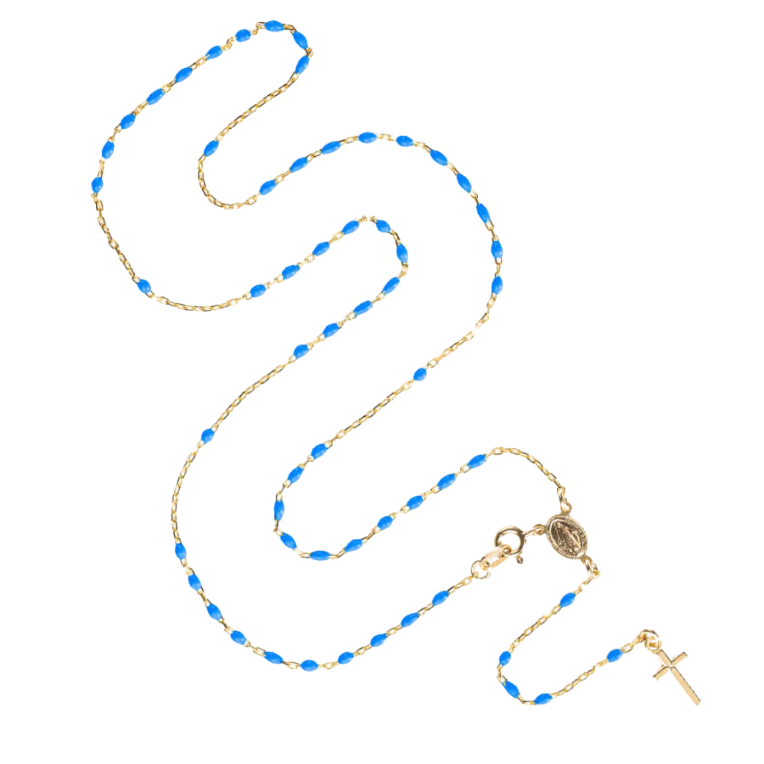 ROSARY NECKLACE - VERMEIL SILVER - BLUE ENAMEL