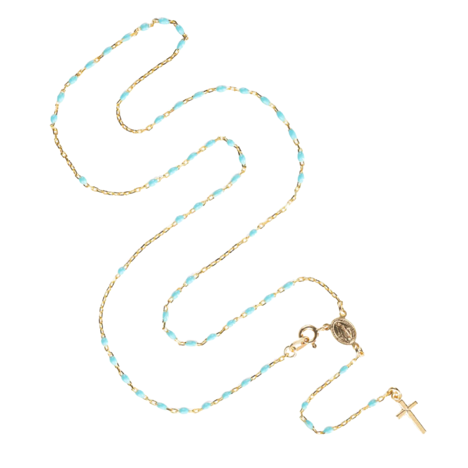 ROSARY NECKLACE - VERMEIL SILVER - SKY BLUE ENAMEL