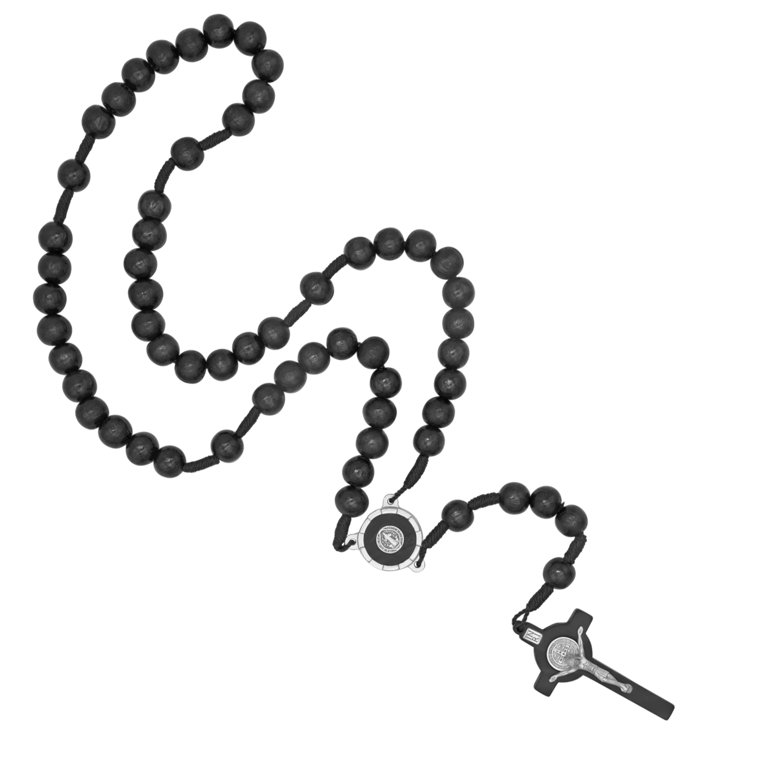 ST BENEDICT - LARGE ROSARY BLACK BEADS