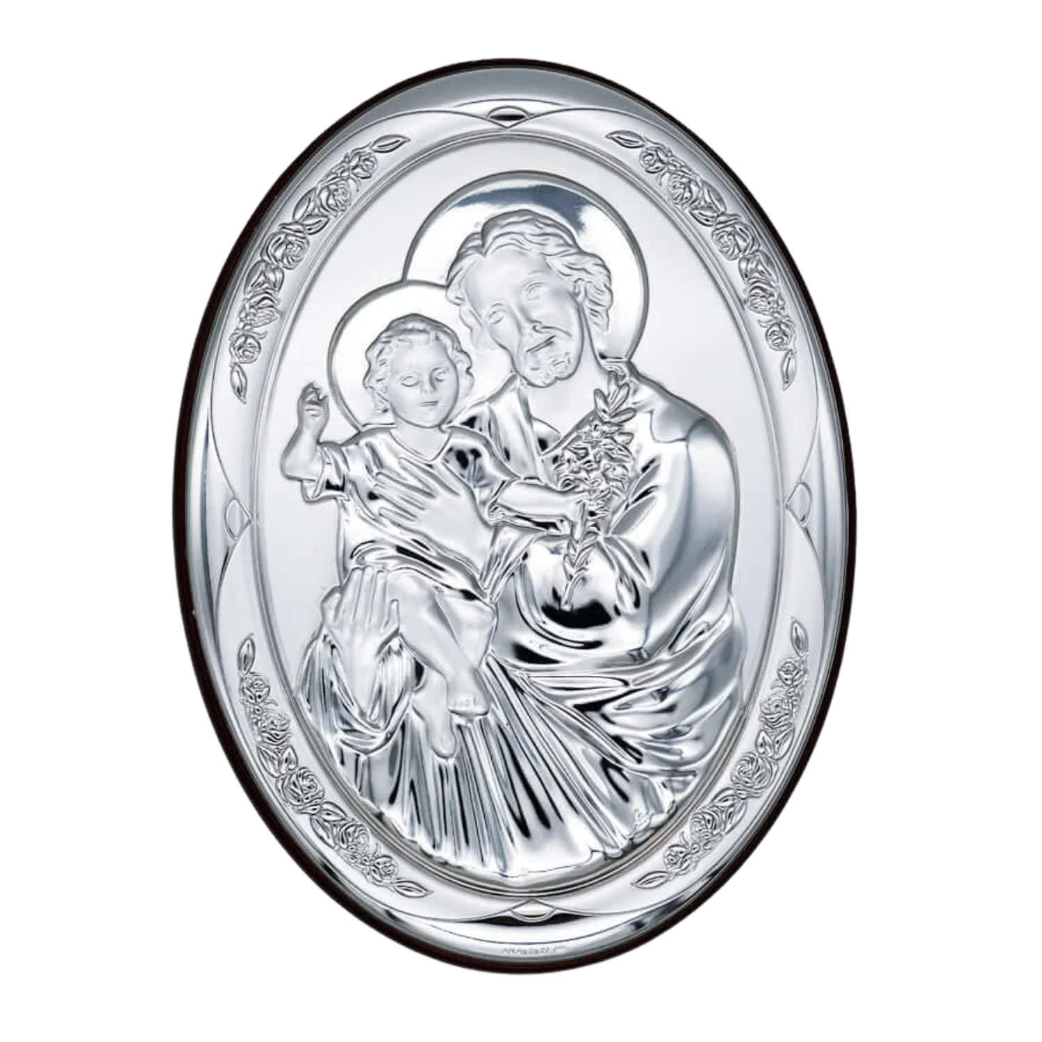ST. JOSEPH AND INFANT JESUS - RELIGIOUS PICTURE - SILVER