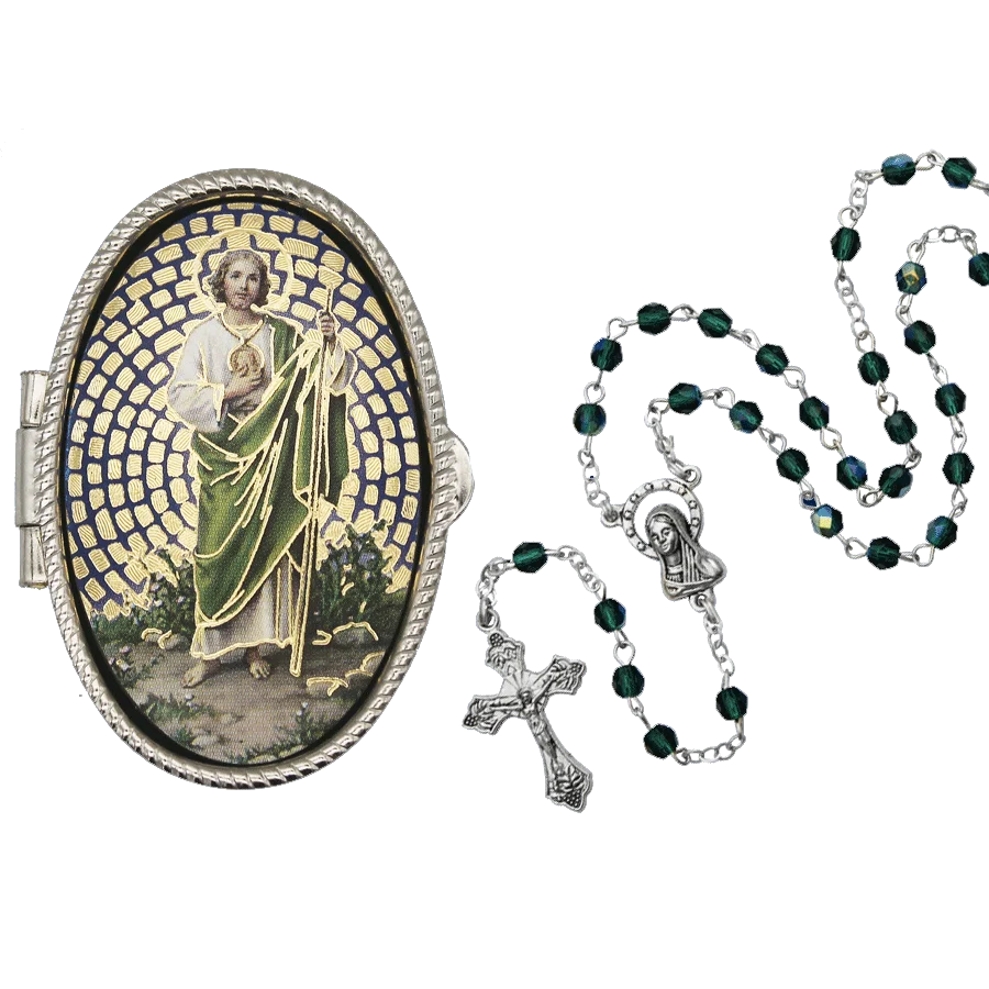 ST JUDE - ROSARY BOX - METAL