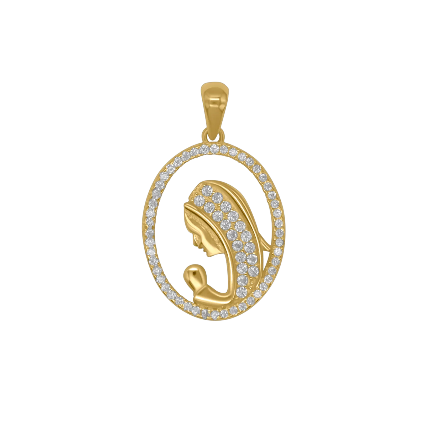 ST MARY PENDANT - GOLDEN SILVER AND ZIRCONIA